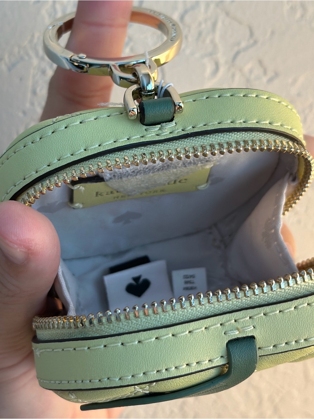 Kate Spade Quilted Green Apple Keychain Coin Purse - Picture 8 of 10